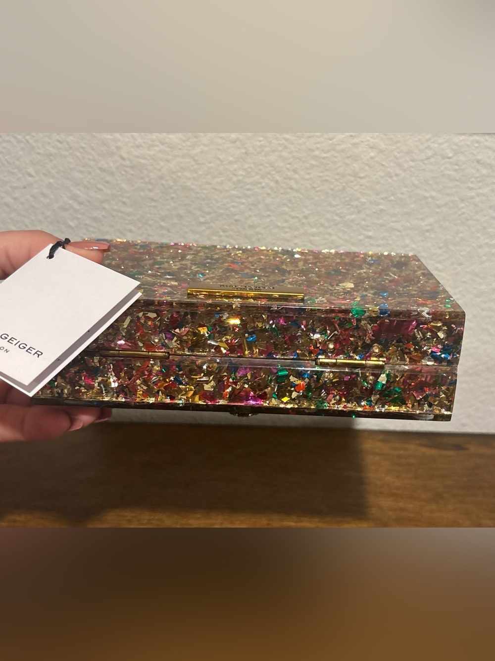 Kurt Geiger Multicolor Jeweled Box Clutch with Crossbody Strap - Picture 8 of 10
